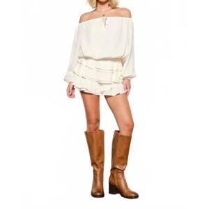 NEW PRETTY GARBAGE isabelle layered mini skirt in ivory